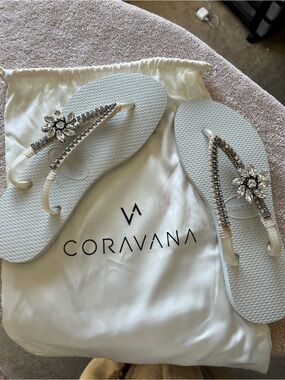 Havaianas White Jeweled Flip Flop Sandals